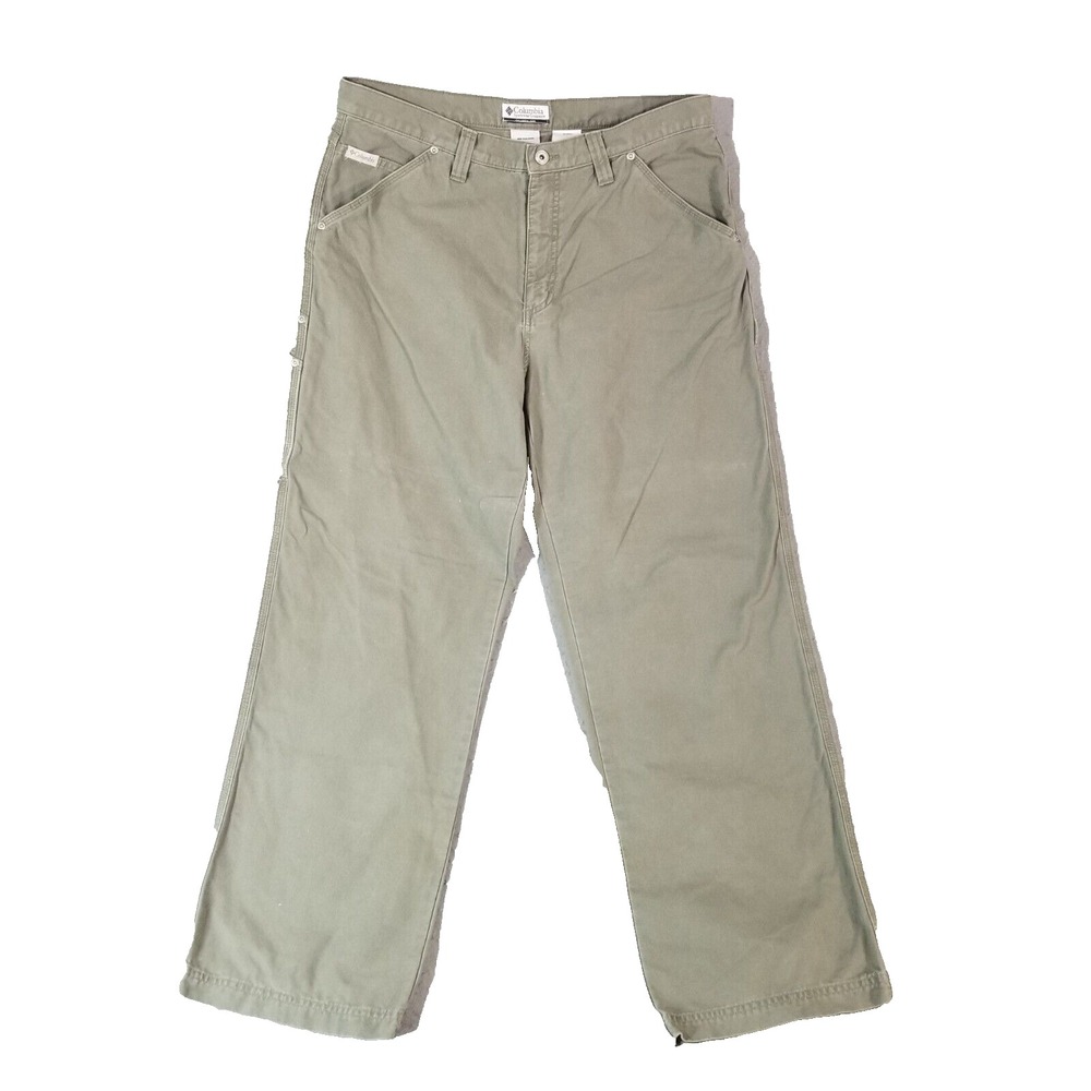 Columbia Pants Men 36x30 Green Sportswear Utility Outdoor Baggy Canvas Khaki